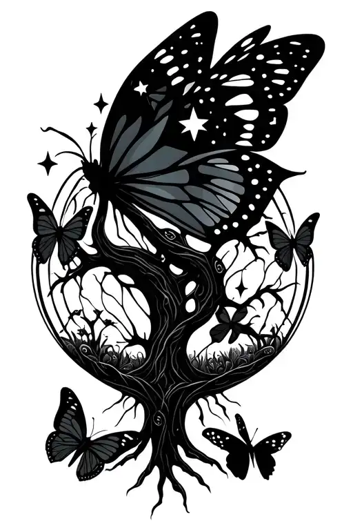 Hourglass Tree Of Life Butterfly Stars