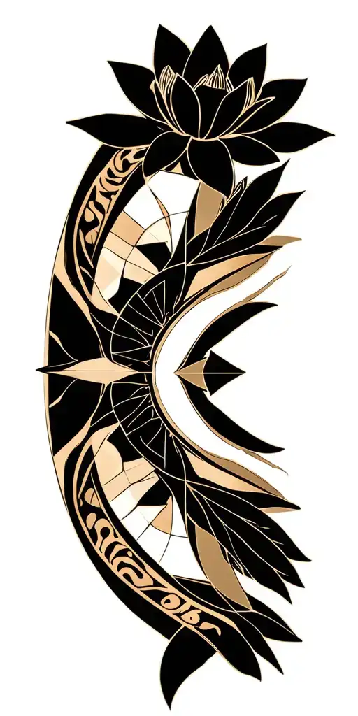 Lotus And Geometric Pattern Incorporating Elements