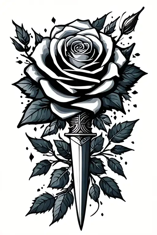 Rose And Dagger Surrounded