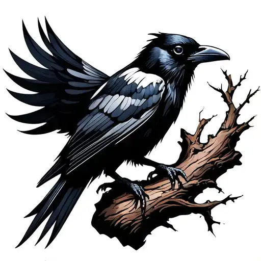 Raven On Branch