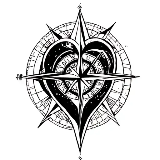 Heart Compass Tatoo Inspired
