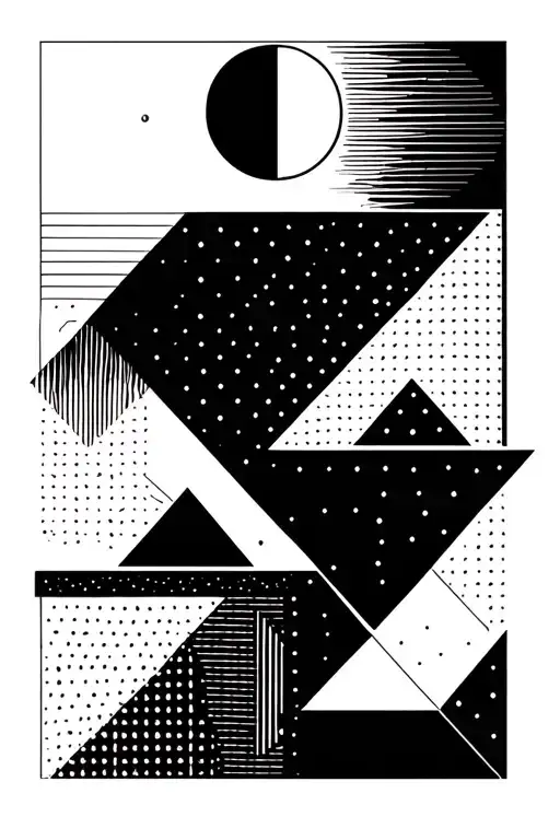 Geometric Triangles And Circles With Dotted And Solid Line