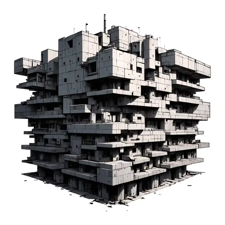 Brutalist Building With Several Small Components That Make Bigger