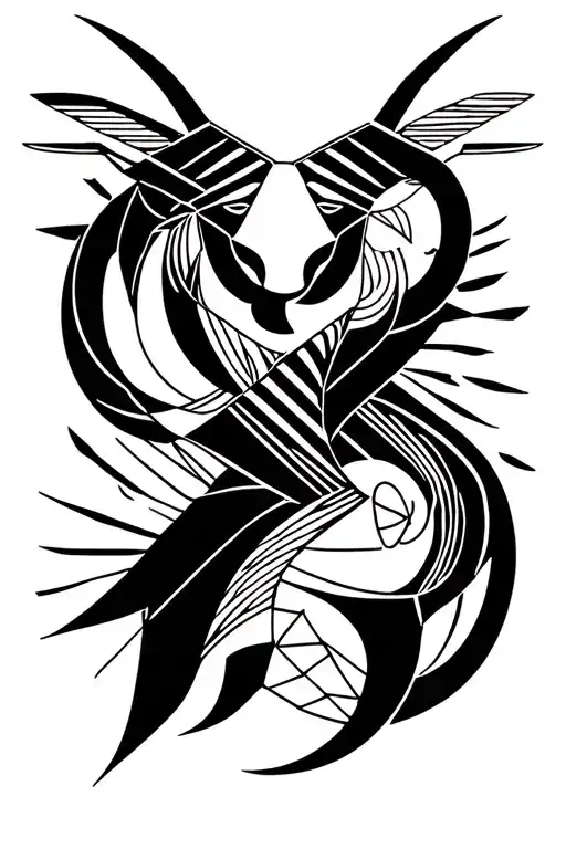 Pisces Aries And Leo Geometric Tattoo Design