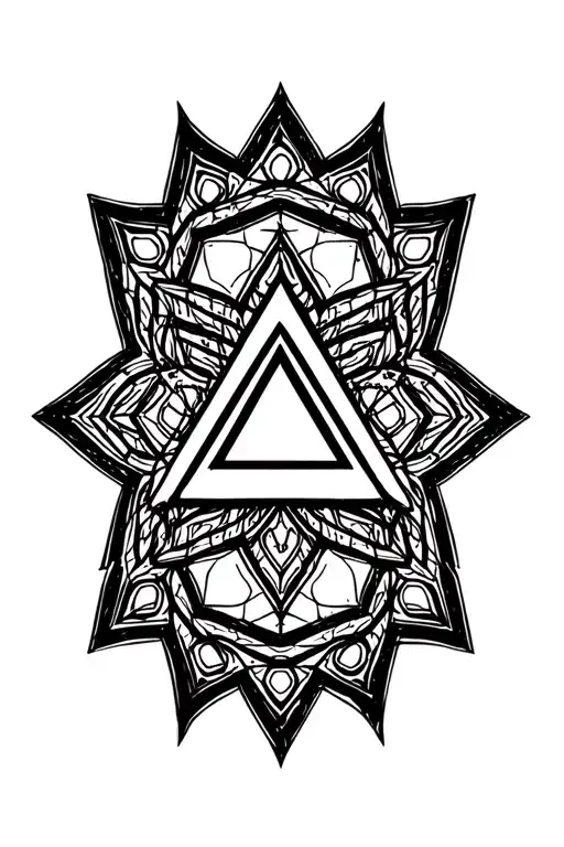 Mandala Design With Triangle Center And Honeycombs