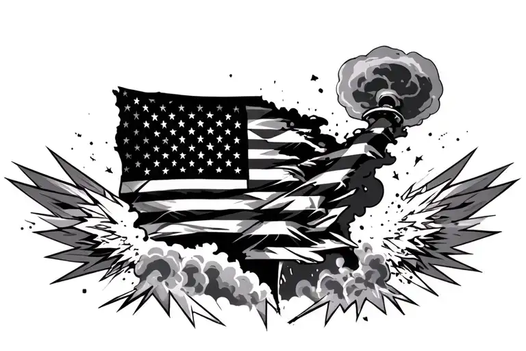 Nuclear Explosion With American Flag Inside