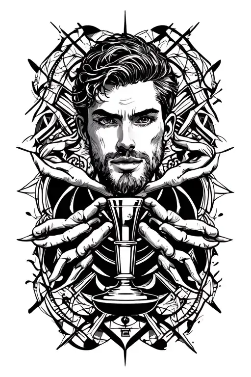 Cancer Zodiac Sign Sexy Man The Thin Body Drinks Alcohol