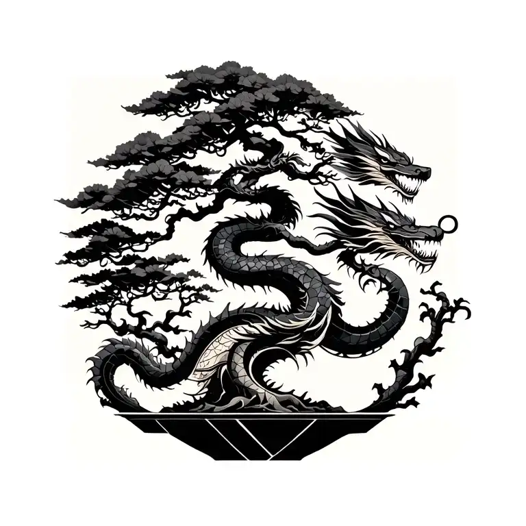 Bonsai Tree With Dragon