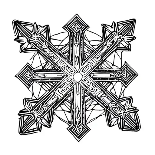 Elaborate Christian Snowflake With Crosses Inside