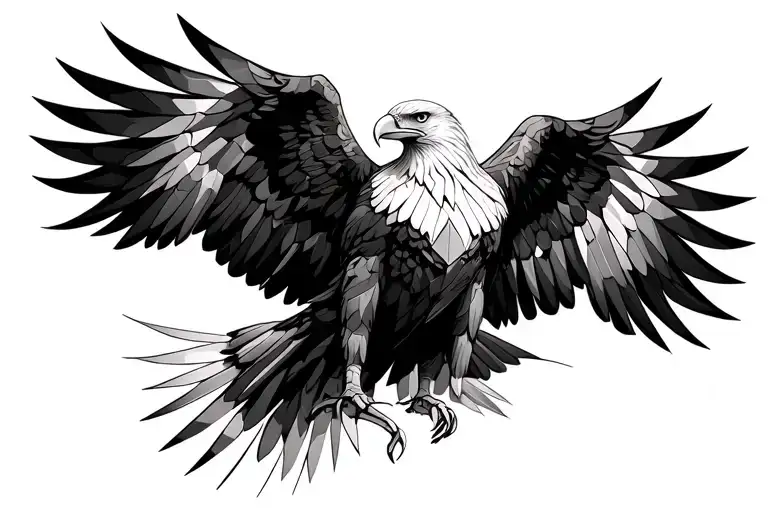 Eagle With Spread Wings Looking Forward Integrated With Compas