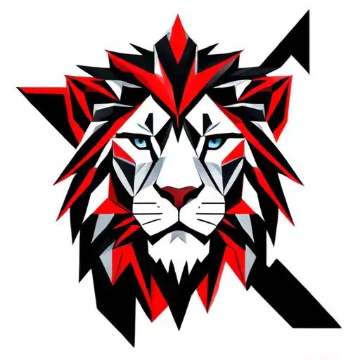 Geometric Lion Head Black And Red
