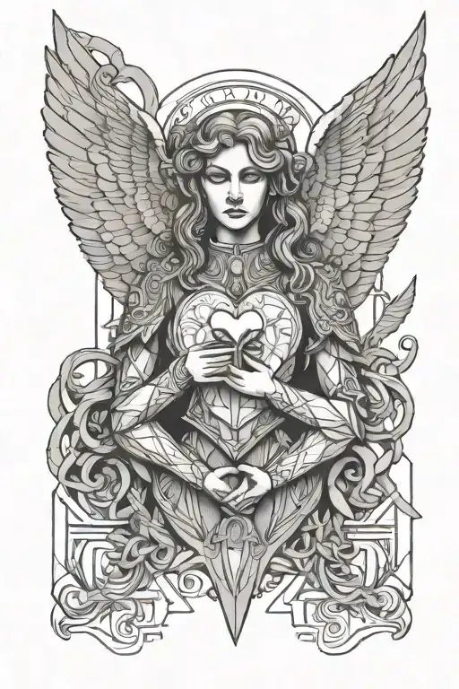 Gaurdian Angel Holding A Heart Lock