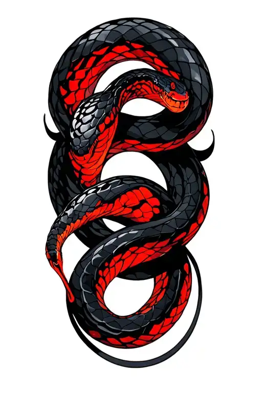 Snake In Black And Red From Shoulder To Elbow To Wrap The Bicep And Tricep In A Smokey Style