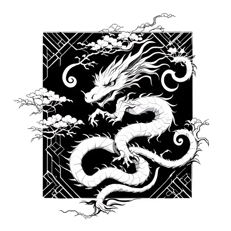 Bonsai And Asian Dragon