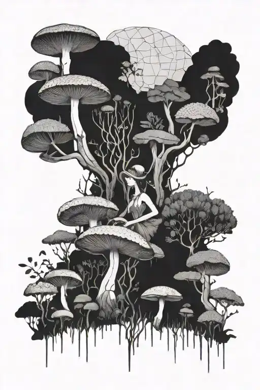 Women Growing Into A Mushroom Forest