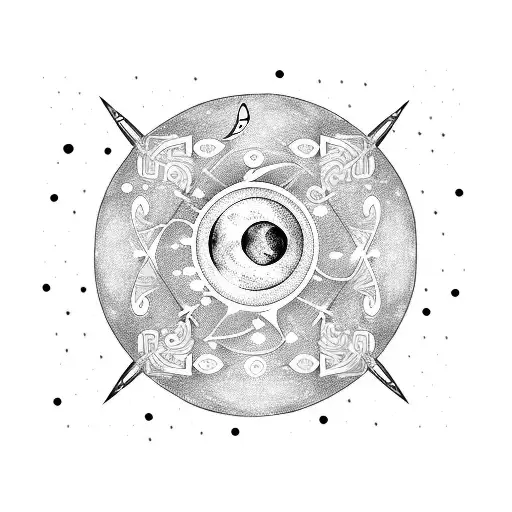 Moon Stars With A Music Note And A Letter D