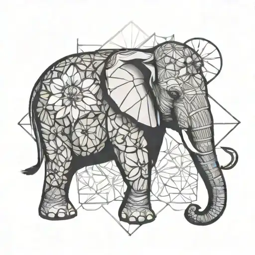 Buddist Elephant With Flower Of Life On Itself Hand Inside Sacred Geometry Hand