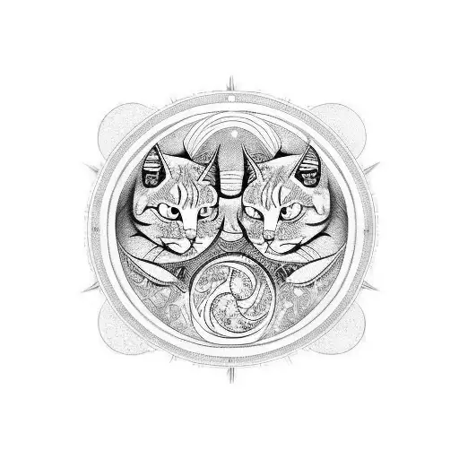 Ying And Yang Symbol Replacing The Teardrops With 2 Cats