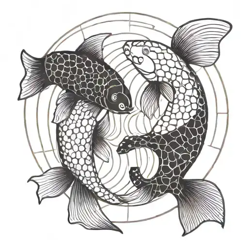Koi Fish Ying Yang In The Mid Century Modern Design