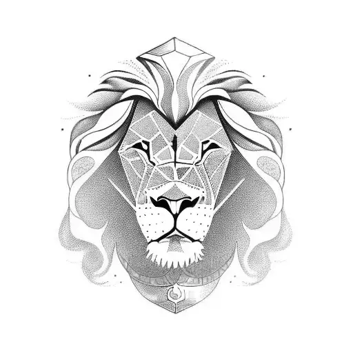 A Lion's Head With The Zodiac Sign Of A Lion Instead Of Eyes