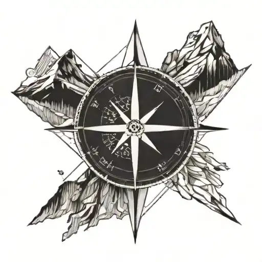 Compass Time Mountain Arrows On Top Of Each Other