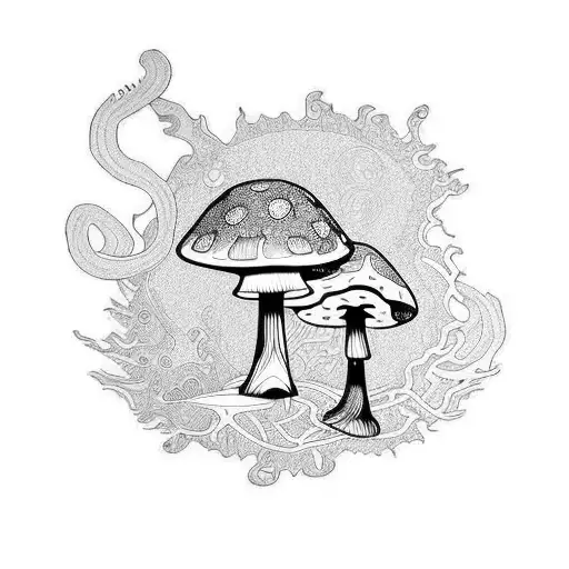 Psychodelic Tattoo Mushroom Sunset Agressive Edges