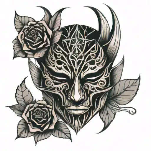 Demon Mask With Rose Petals