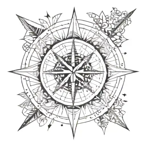 Compass Time Mountain Arrows