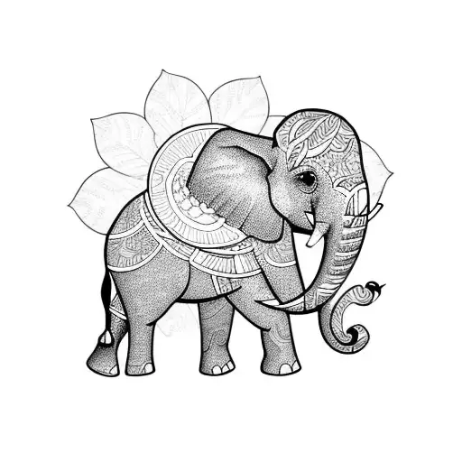 Elephant With Tropical Leaves