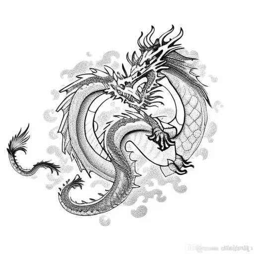 A Majestic Dragon Guarding A Treasure Chest Filled With High-quality Images