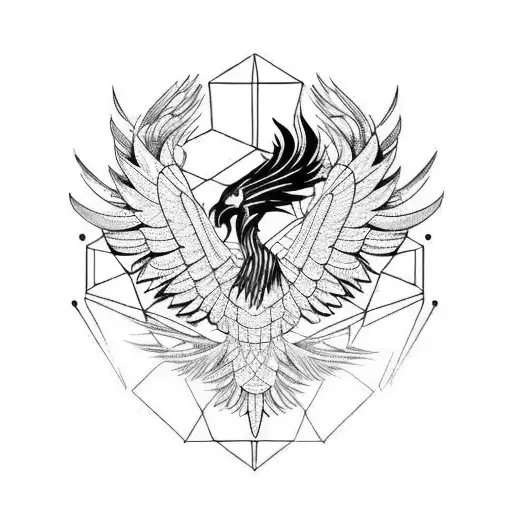 Futuristic Cyberpunk Mechanical Feather Phoenix