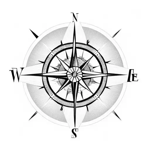Compass With Mountain And Wood On The Background