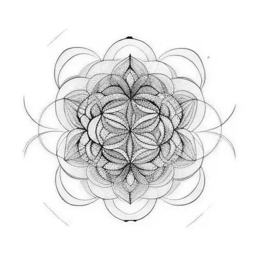 Colourful Flower Of Life Pattern Sleeve With Geometric And Non-geometric Parts