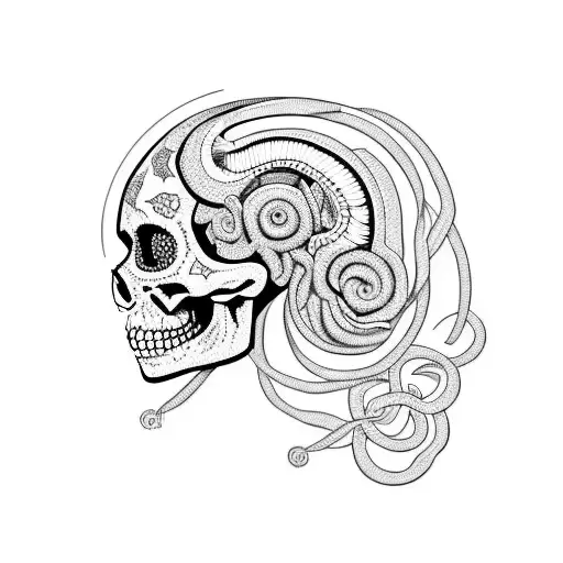 Calavera De Medusa De Perfil Con Serpientes