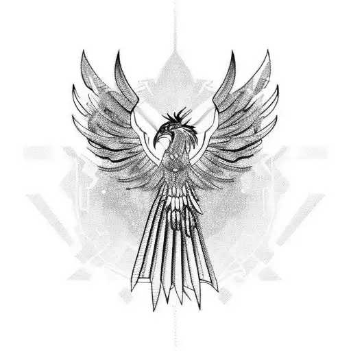 Futuristic Cyberpunk Mechanical Feather Phoenix