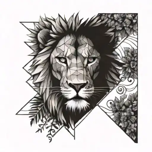 Half Lion Face And Half Tree Forearm