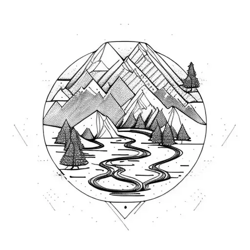 A Majestic Mountain Landscape With A Winding River