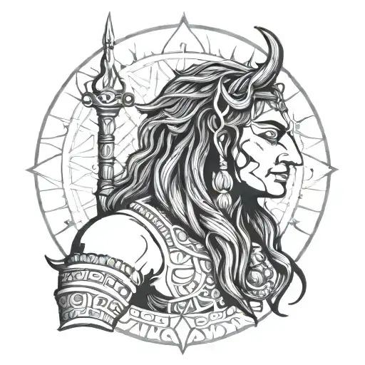 Lord Shiva With Leo Zodiac Sign And Moon