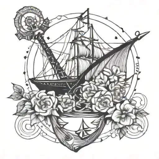 Flower And Ship Anchor
