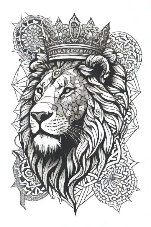 Mandala Lion Wearing A Crown