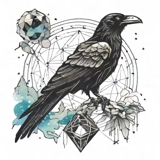 Black Raven And Forest Smoothly Transitioning To The Starry Sky With Planets And Nebulae