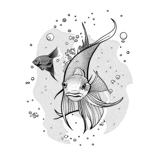 Betta Fish Swiming In Space