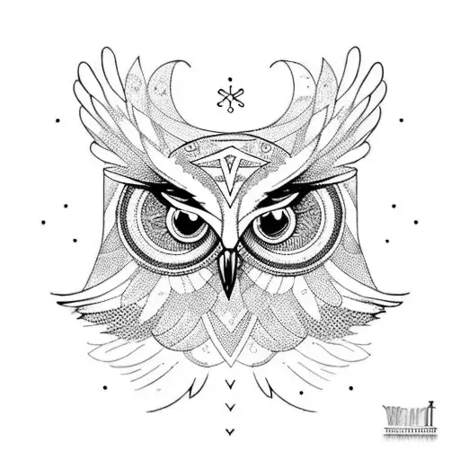 Owl With Book Symbols