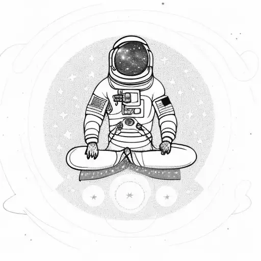 An Astronaut Meditating Under A Cosmic Tree With Planets And Stars In The Background