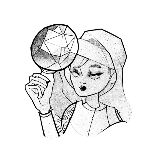 A Wizard Looking Into His Crystal Ball Which Has A Nked Girl In It