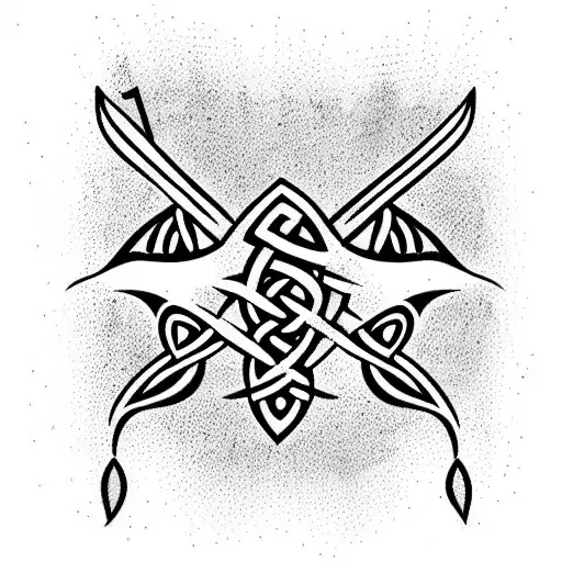 Arrow With Celtic Style Feathers