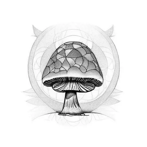 Psychodelic Tattoo Mushroom Sunset Agressive Edges