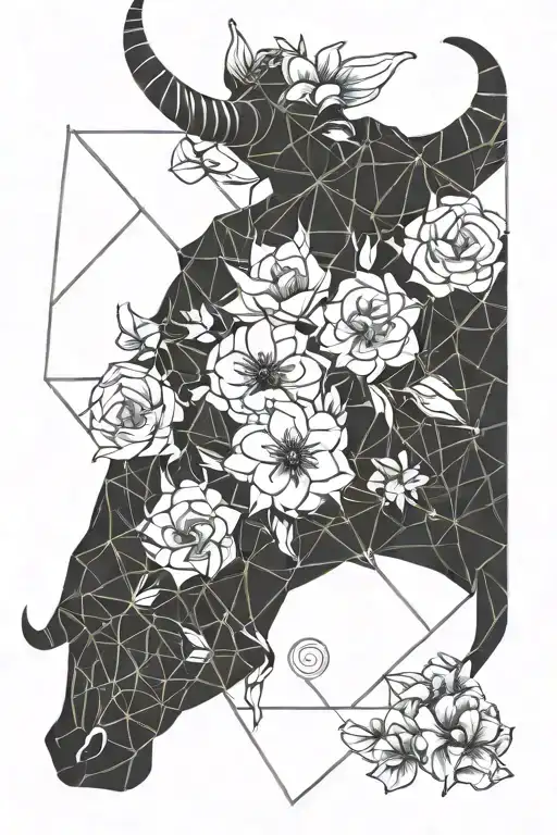 Flowers And Taurus Zodiac Symbol