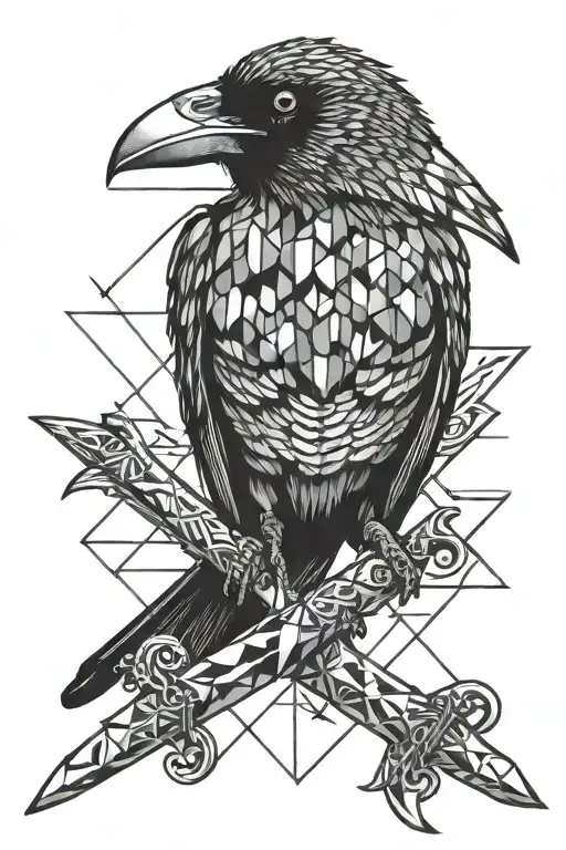 Crow Sitting Atop A Dagger