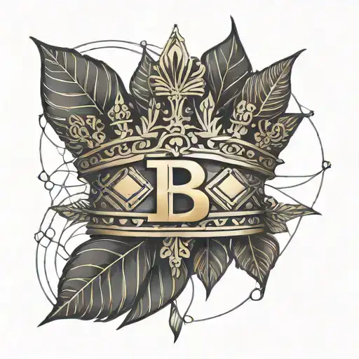 A Roman Leaf Crown With A Bitcoin Symbol On Top And Cross In The Middle
